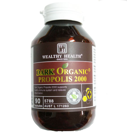 Viên uống keo ong tăng sức đề kháng Dark Organic Propolis 2000mg Wealthy Health Úc (C/90V)