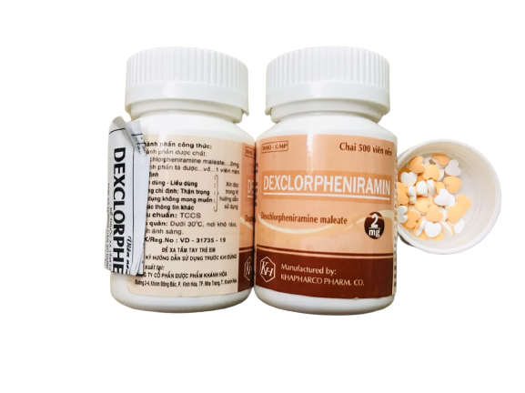 Dexclorpheniramin 2mg viên nén 2 lớp khapharco (c/500v)