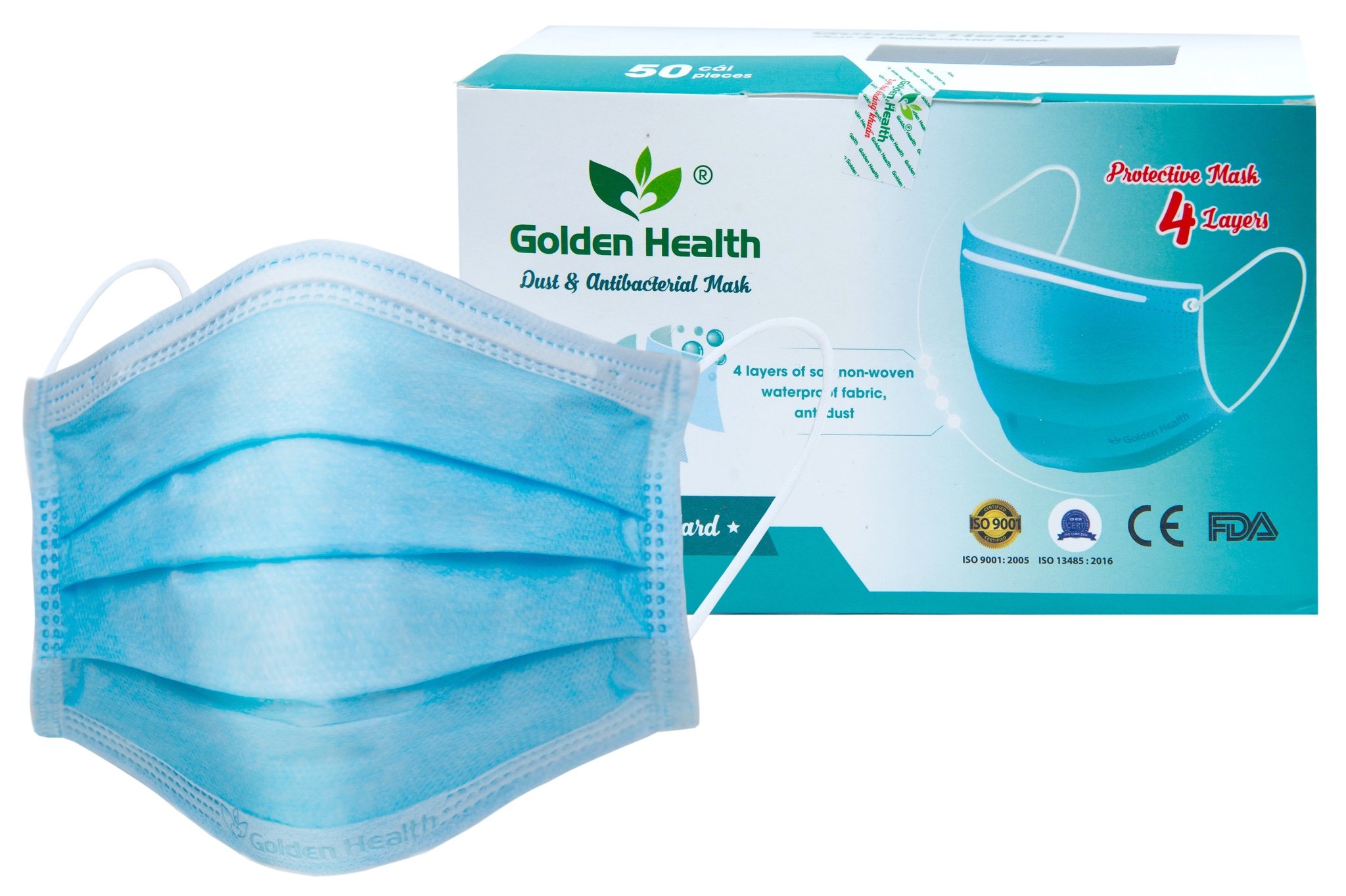 Khẩu Trang Y Tế 4 Lớp - Golden Health - Xanh Dương (H/50c)-0