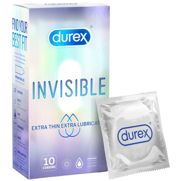 Bao cao su durex invisible extra lubricated extra thin Reckitt Benckiser (h/10c)