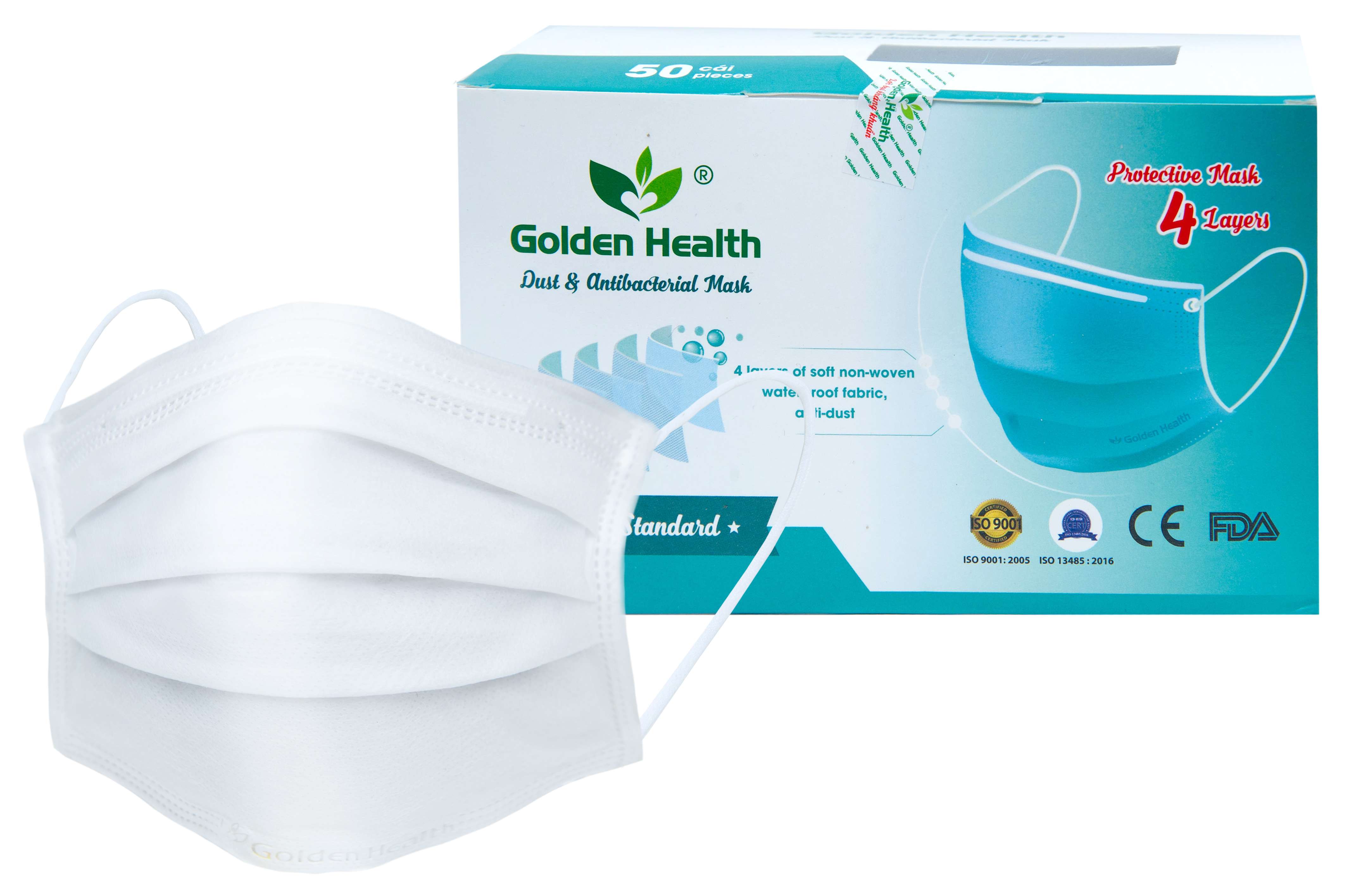 Khẩu Trang Y Tế 4 Lớp - Golden Health - Trắng (H/50c)