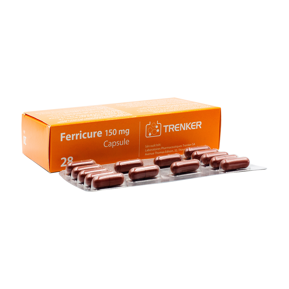 Thuốc điều trị thiếu máu do thiếu sắt Ferricure 150mg (Hộp 28 viên ...