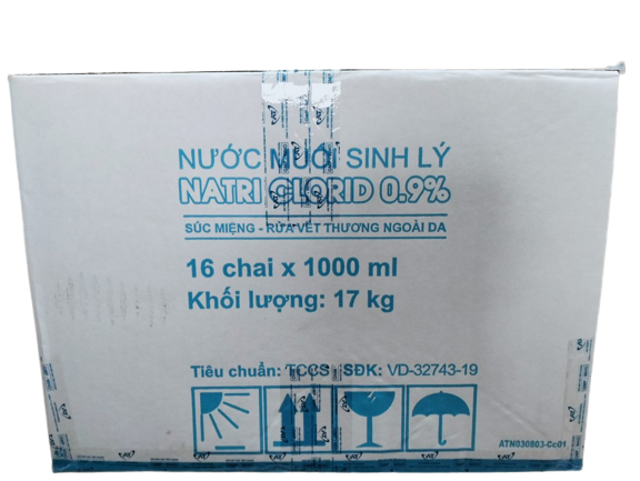 Nước muối sinh lý natri clorid 0.9% an thiên (thùng/16c/1000ml)