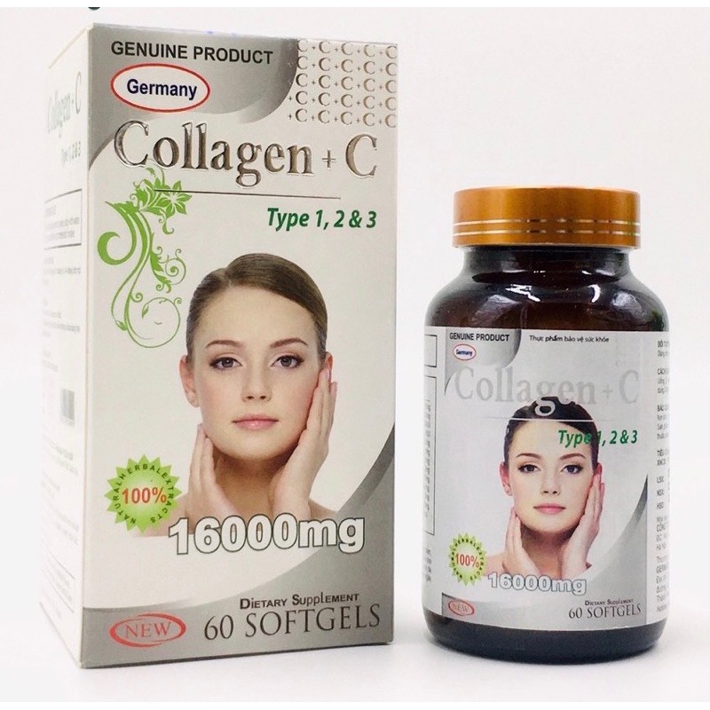 Collagen +c 16000mg Germany Pharma (c/60v) (trắng Xanh)