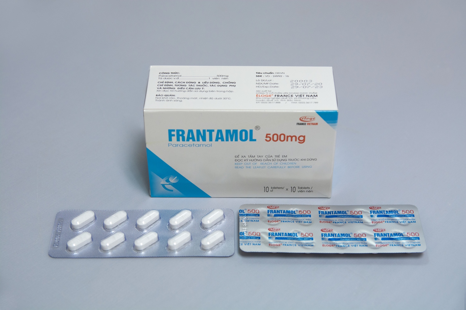 Frantamol Paracetamol 500mg Éloge France Vietnam (H/100V)-1