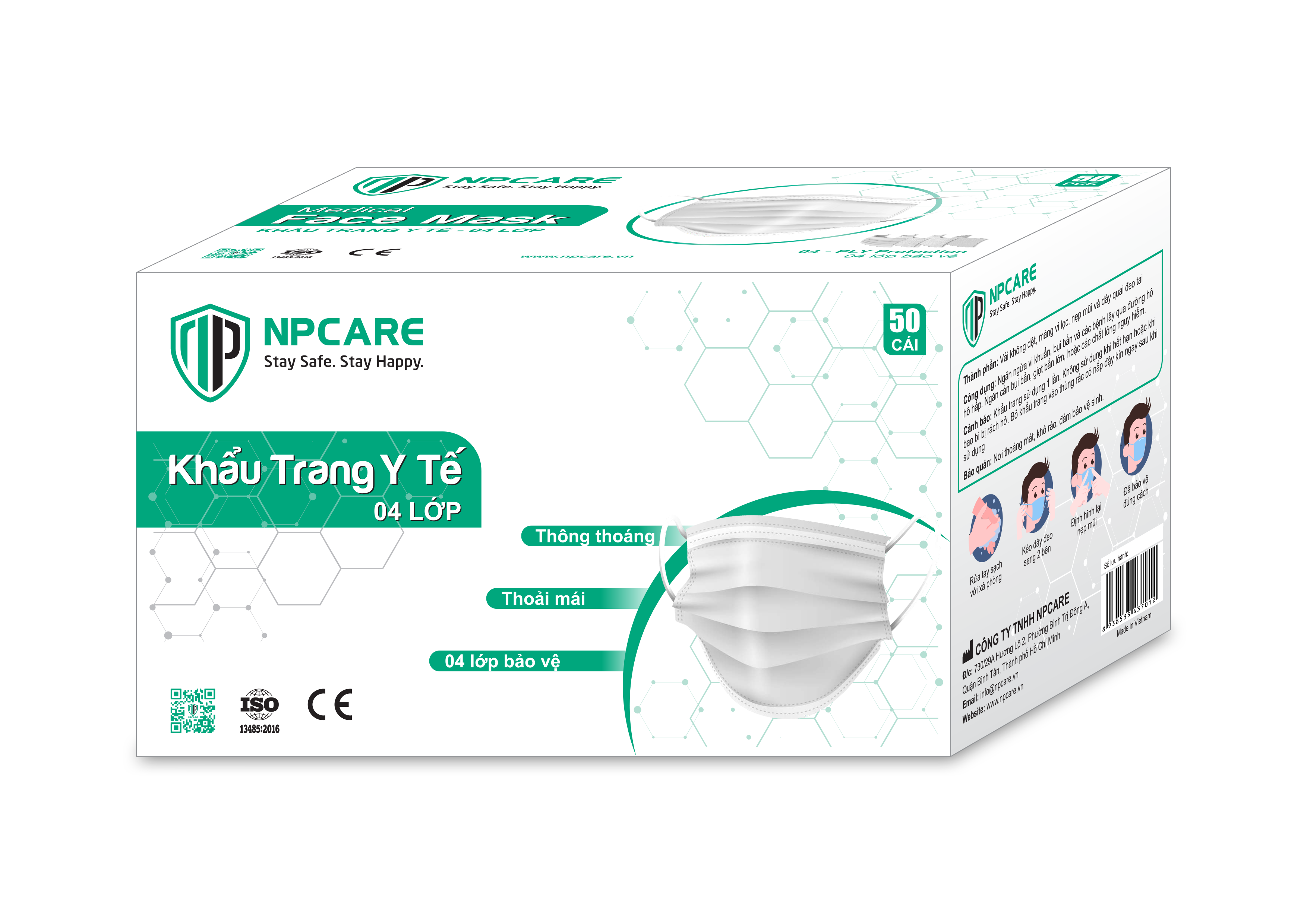 Khẩu Trang Y Tế 4 Lớp Npcare Premium (H/50C) (Trắng)-0