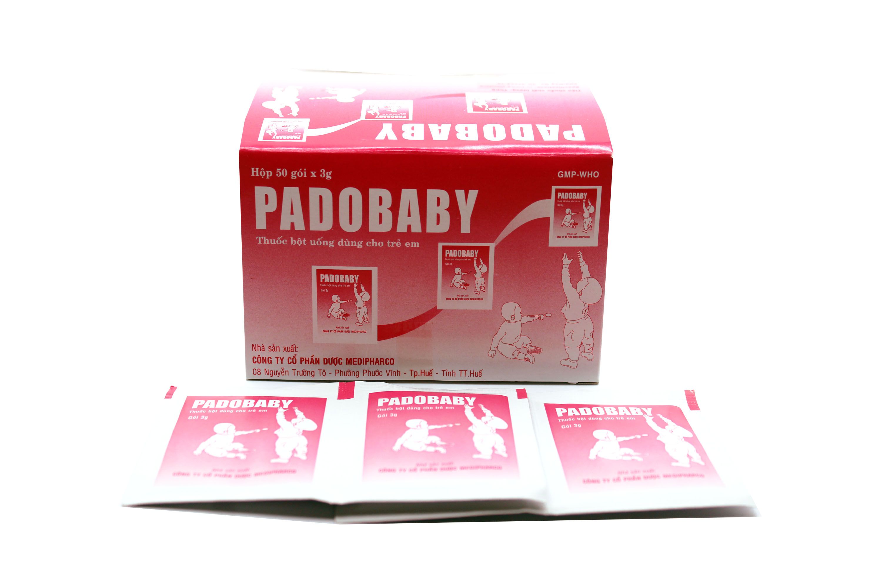 Thuốc bột giảm đau hạ sốt cho trẻ em padobaby medipharco (h/50g/3gr)