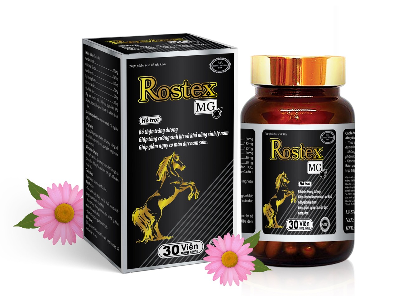 Tăng cường sinh lý nam nhanh 1h Rostex MG hd pharma (C/30V)