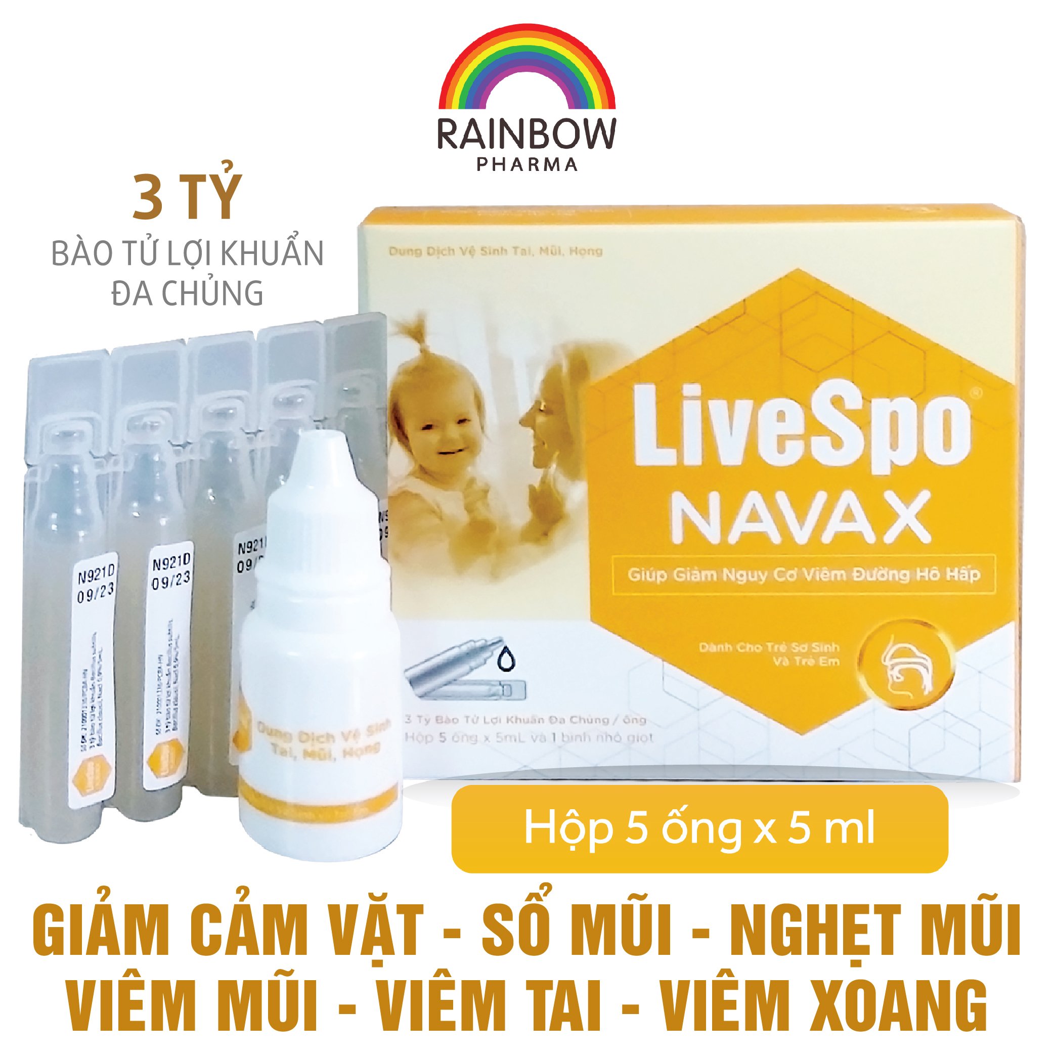 Nước muối sinh lý chứa bào tử lợi khuẩn cho trẻ livespo navax ab biotics (h/5o)-1