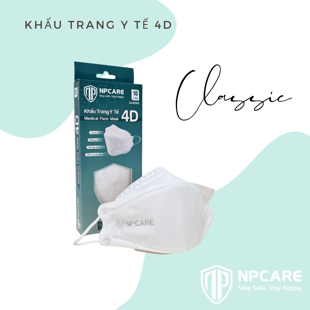 Khẩu Trang Y Tế 4 Lớp 4D Classic NPcare (H/10C) (Trắng)-1