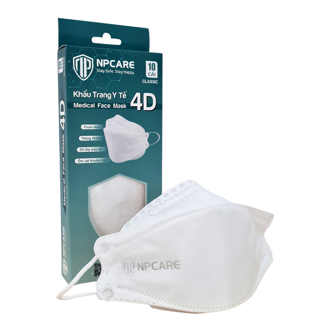 Khẩu Trang Y Tế 4 Lớp 4D Classic NPcare (H/10C) (Trắng)-0