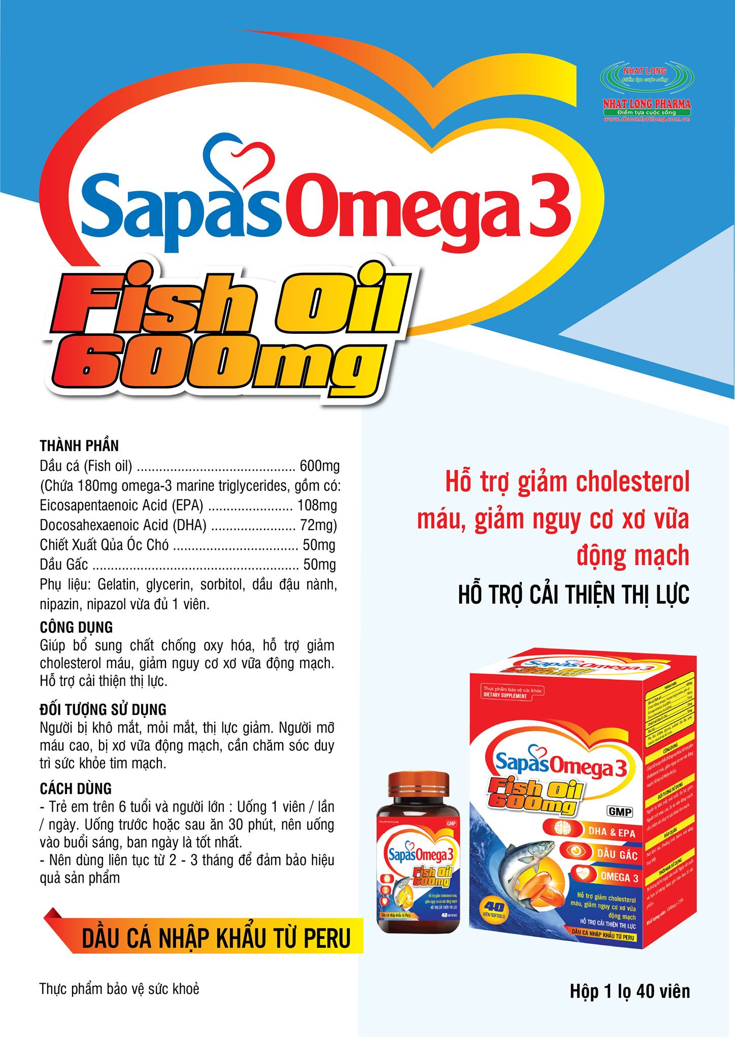 Dầu cá Fish oil Sapas Omega3 (C/40 viên)-1