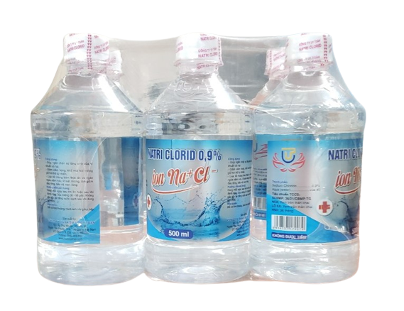 Nước muối natri clorid 0.9% ion nacl uy toàn (lốc/6c/500ml)-0