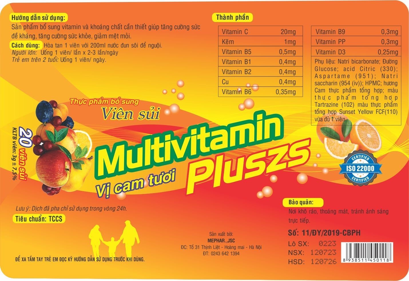 Viên sủi Multivitamin pluszs đại y (lốc/10t/20v)-2