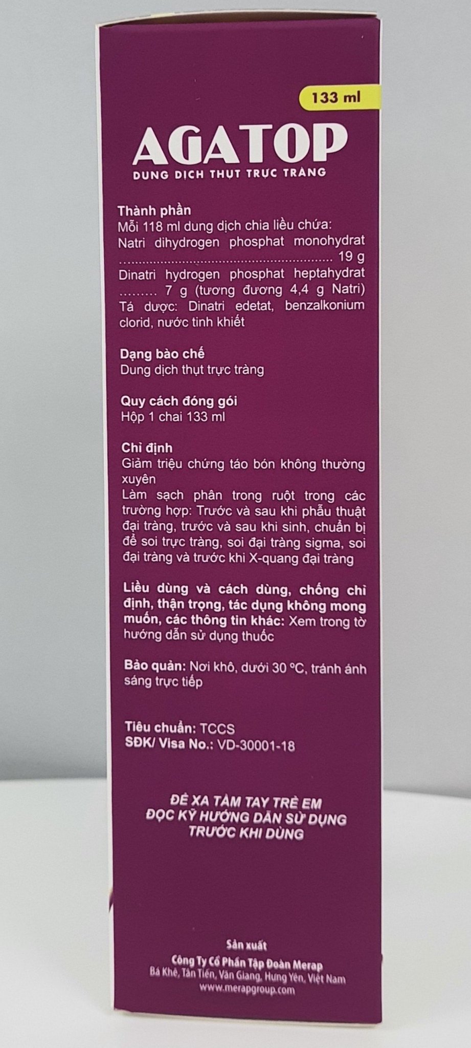 Dung dịch thục trực tràng agatop merap (c/133ml)-1