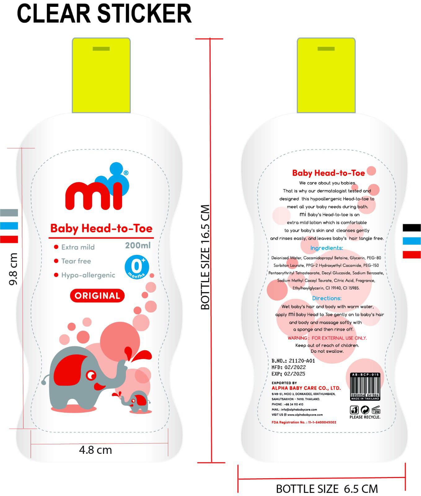 Sữa tắm gội 0+months baby head to toe original mi alpha baby care (c/200ml) (hương phấn)-1