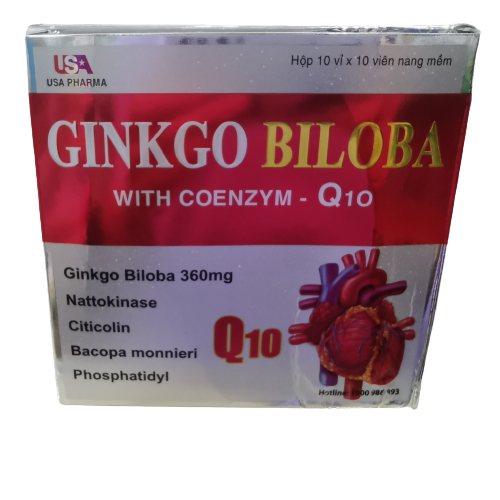 Ginkgo biloba 360mg with coenzym q10 usa (h/100v) (đỏ)