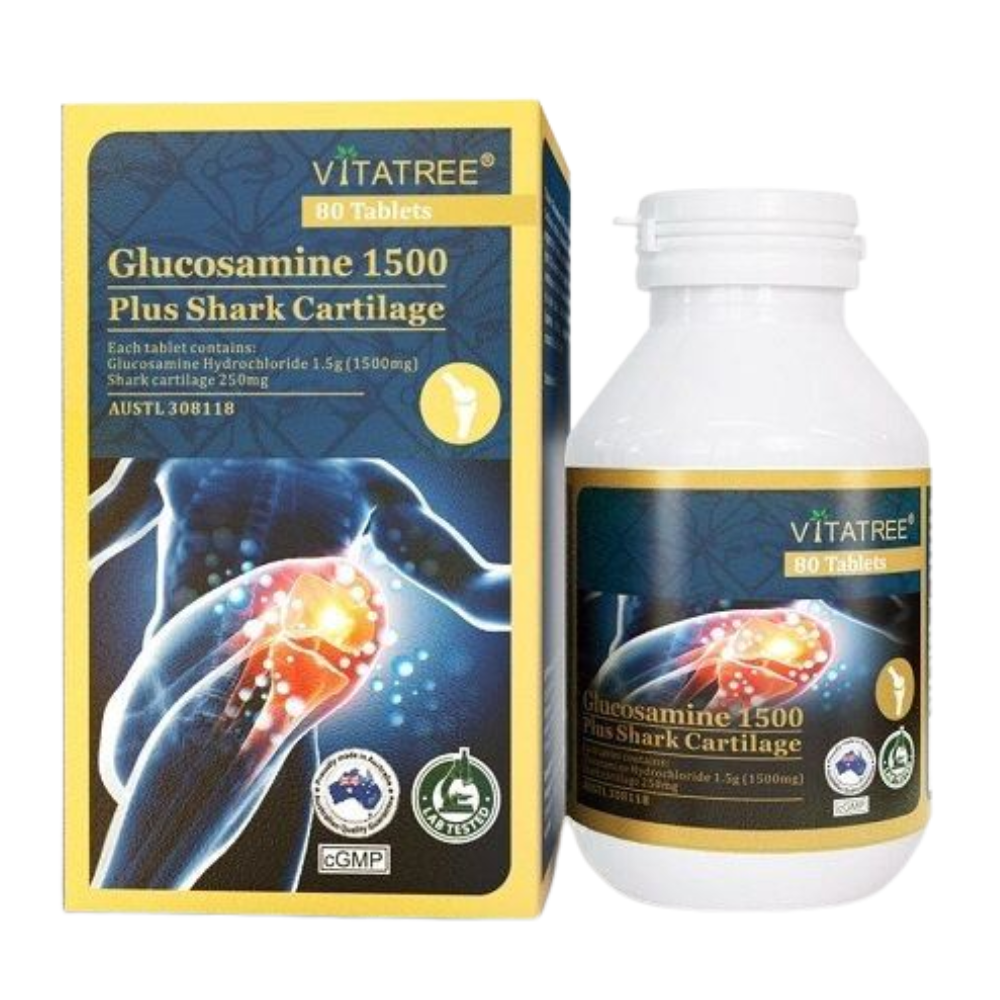 Hỗ Trợ Xương Khớp Glucosamine 1500mg Kết Hợp Sụn Cá Mập Vitatree (c/80V)