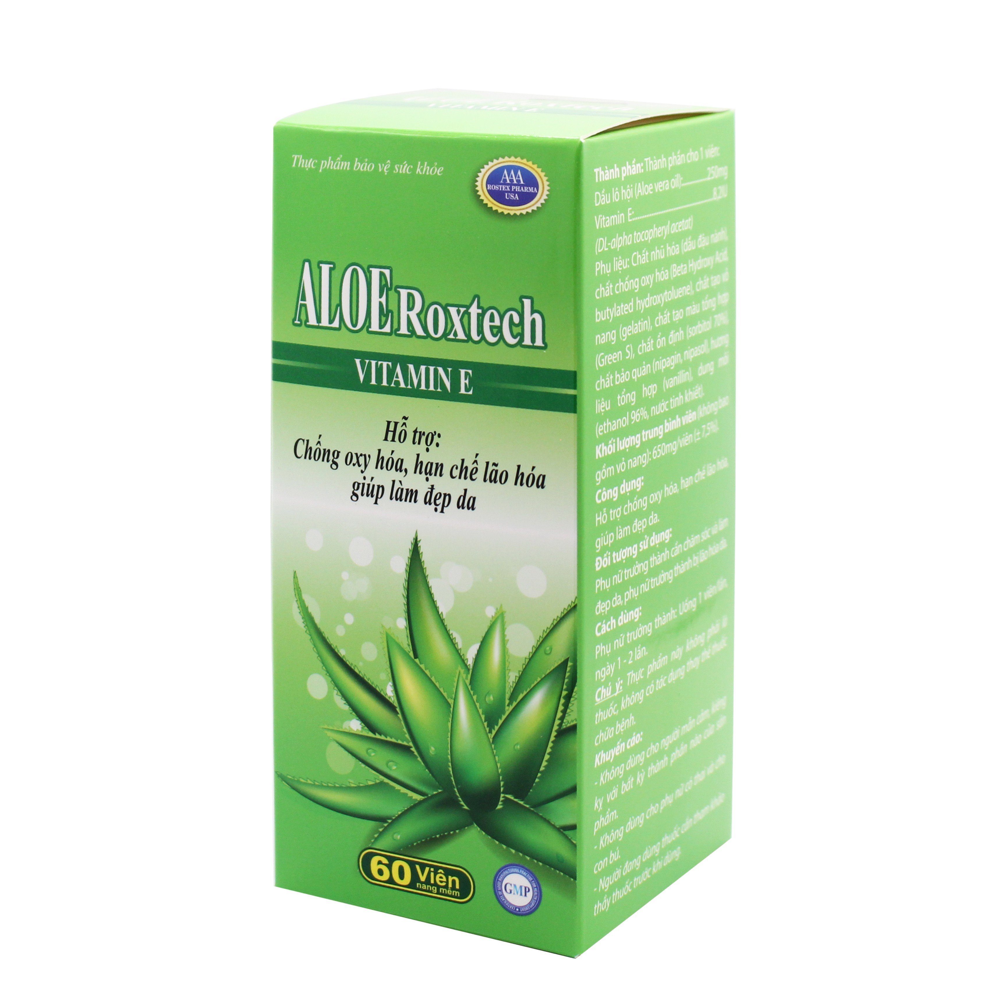 Chống oxy hoá giúp đẹp da aloeRoxtech Vitamin E HD pharma (c/60v)-1