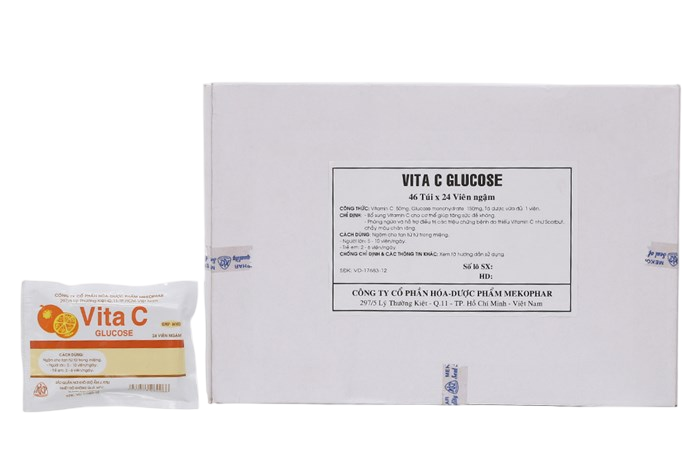 Vita C Glucose Mekophar (Hộp/46 túi/24 viên)