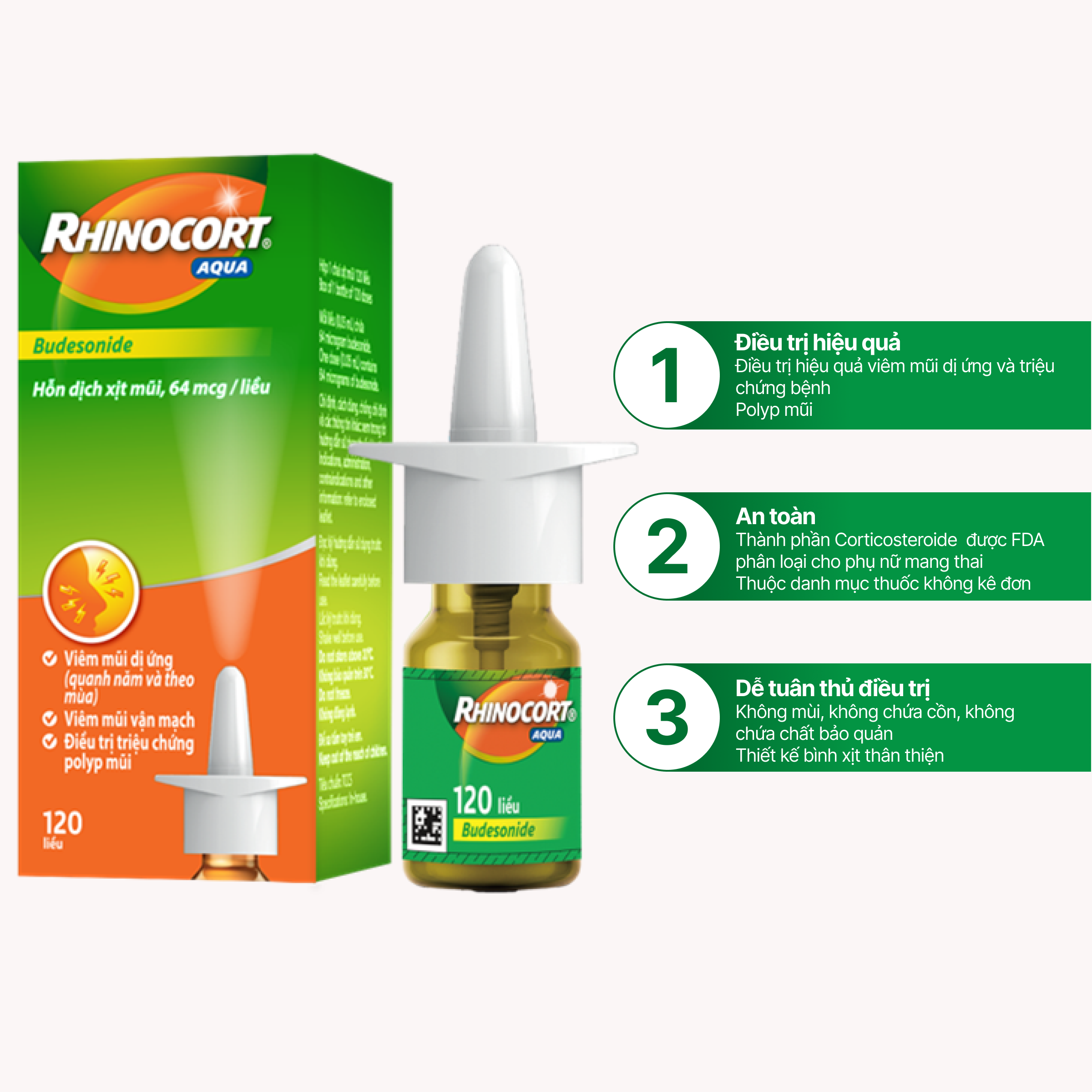 Xịt mũi Rhinocort Aqua (Chai 120 liều) - Giá Tốt, Chính Hãng | Circa