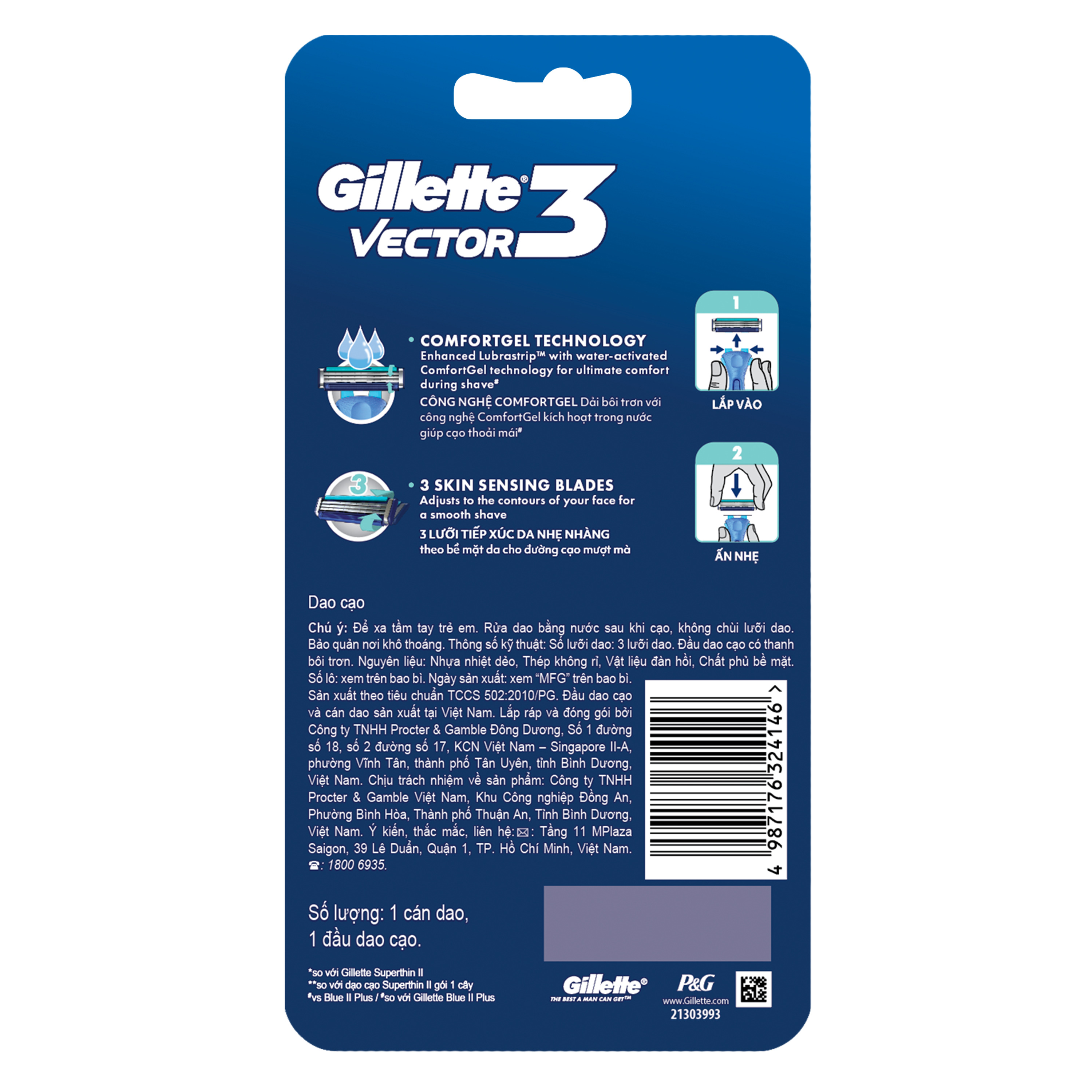 Dao cạo râu 3 lưỡi Gillette Vector 3 P&G (Vỉ 1 cái) - Giá Tốt, Chính ...