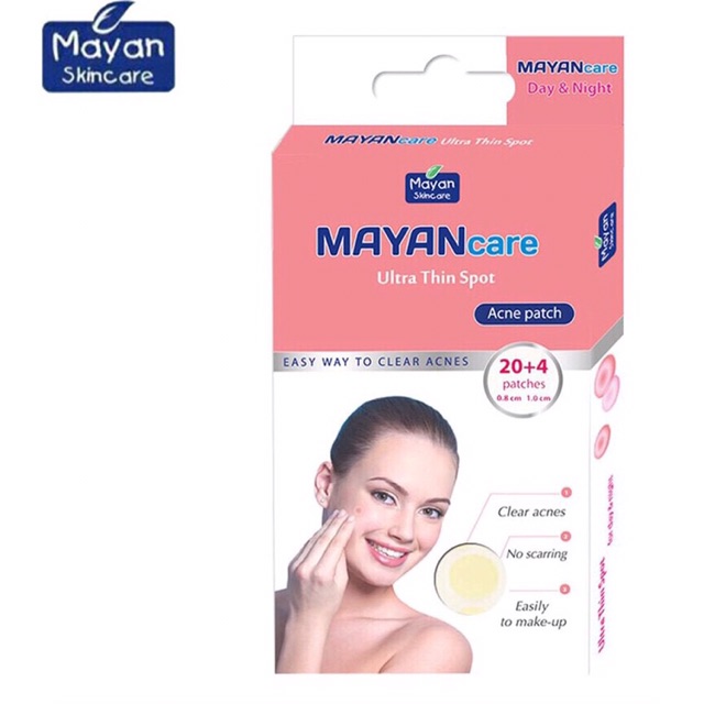 Miếng dán mụn mayan care ultra thin spot hồng (h/24m)