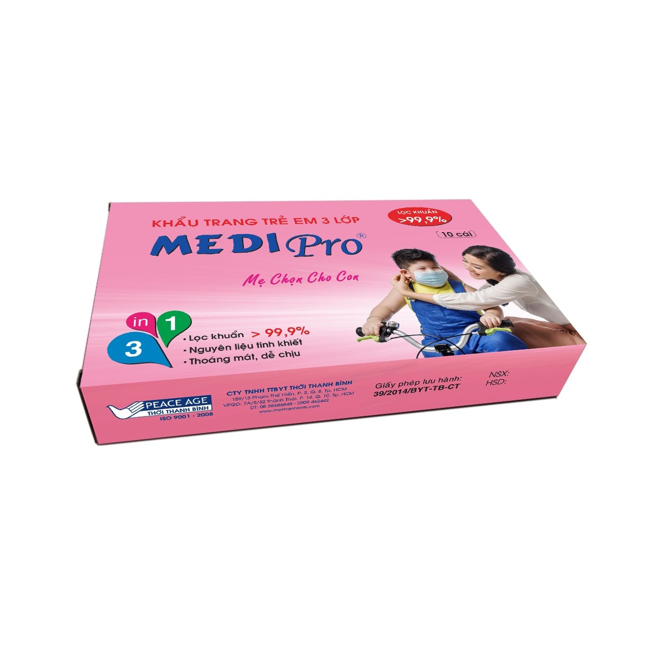 Khẩu trang em bé medipro hồng (h/10c)